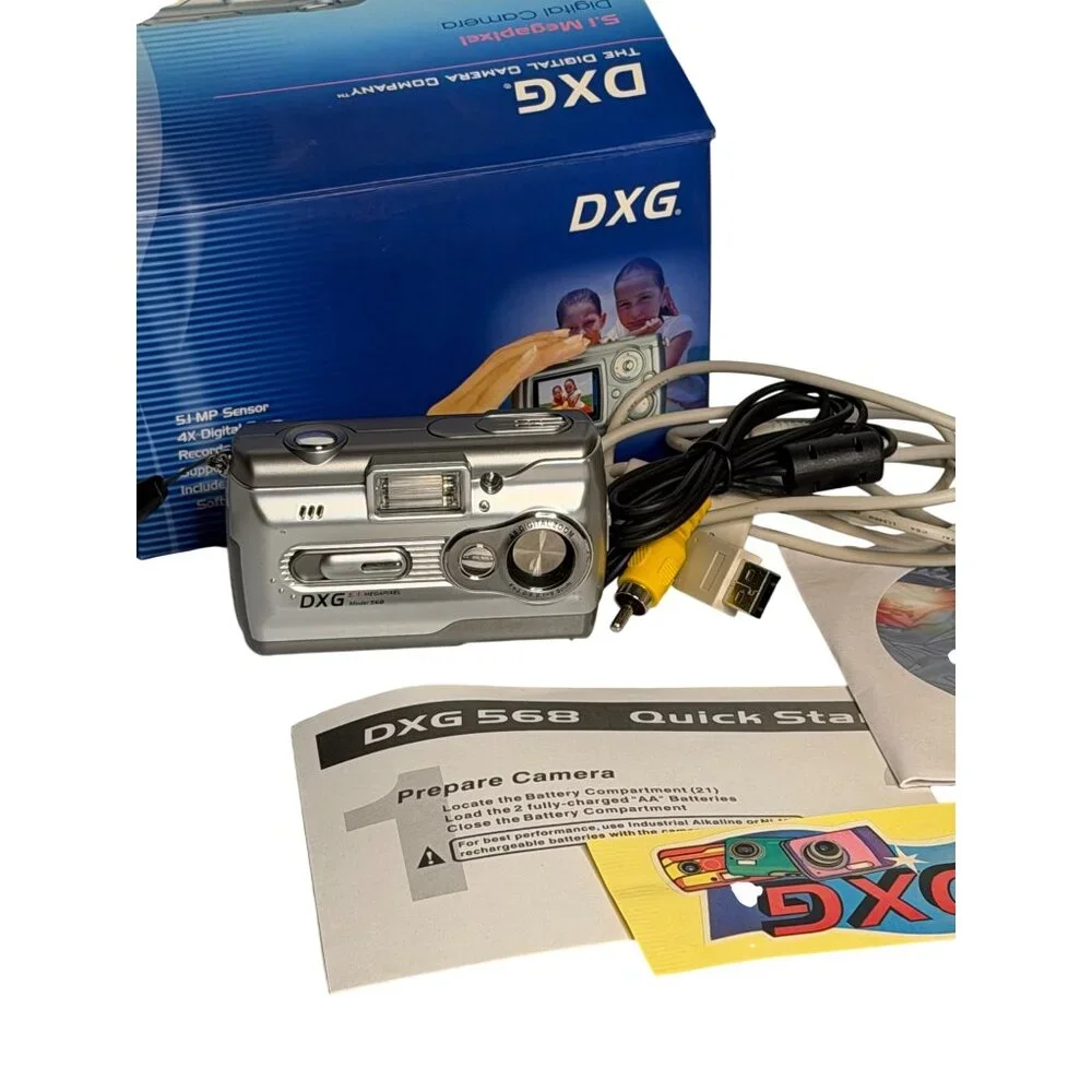 DXG 5.1MP Digital Camera Retro Y2K Silver Digicam 4x Zoom Model 568 Nostalgic